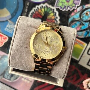 Michael Kors Gold Crystal-Embellished Bracelet Watch